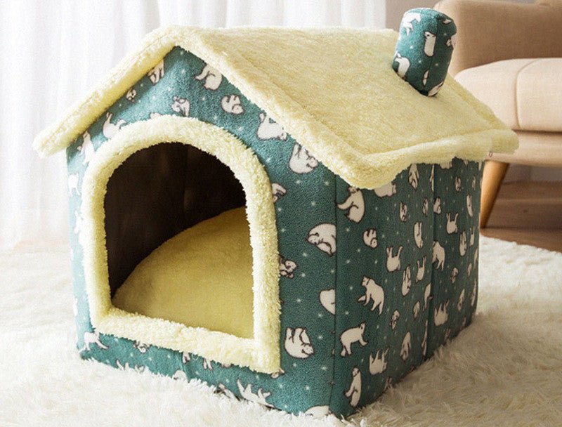 Maison pliable pour chien et chat, nid douillet d’hiver, niche villa chaude - IVOIRART.COM