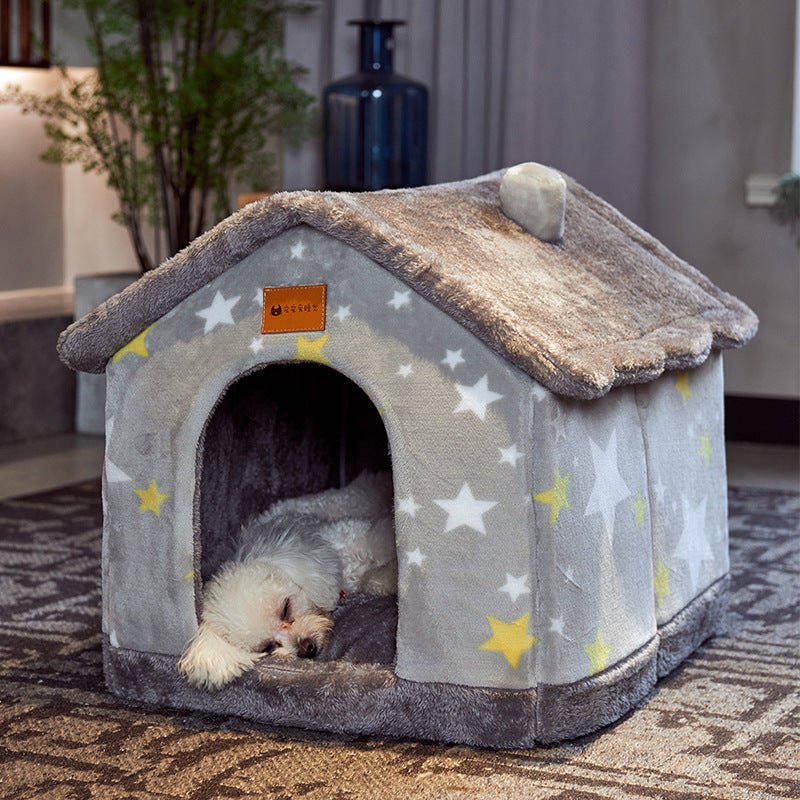 Maison pliable pour chien et chat, nid douillet d’hiver, niche villa chaude - IVOIRART.COM