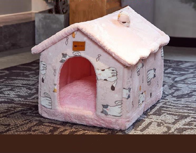 Maison pliable pour chien et chat, nid douillet d’hiver, niche villa chaude - IVOIRART.COM