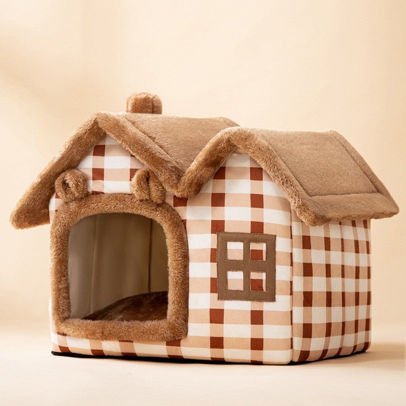 Maison pliable pour chien et chat, nid douillet d’hiver, niche villa chaude - IVOIRART.COM