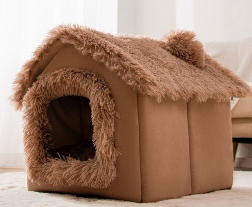 Maison pliable pour chien et chat, nid douillet d’hiver, niche villa chaude - IVOIRART.COM