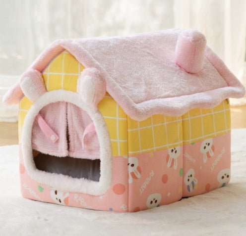 Maison pliable pour chien et chat, nid douillet d’hiver, niche villa chaude - IVOIRART.COM