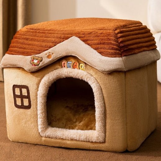 Maison pliable pour chien et chat, nid douillet d’hiver, niche villa chaude - IVOIRART.COM