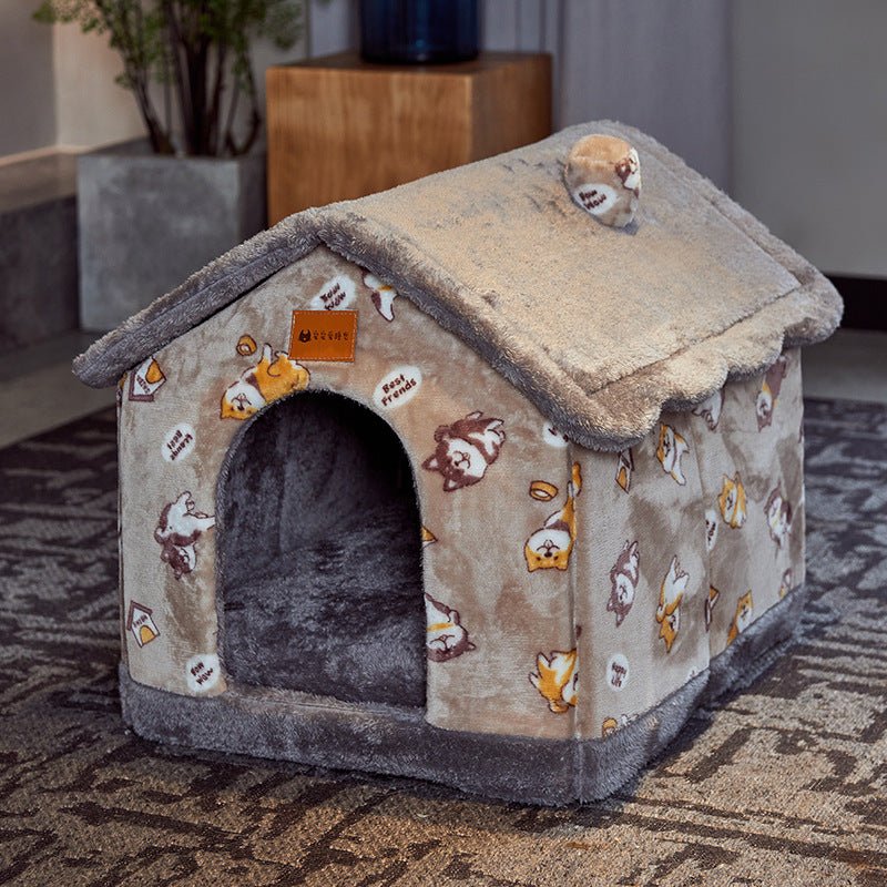 Maison pliable pour chien et chat, nid douillet d’hiver, niche villa chaude - IVOIRART.COM