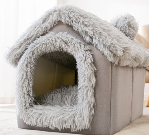 Maison pliable pour chien et chat, nid douillet d’hiver, niche villa chaude - IVOIRART.COM