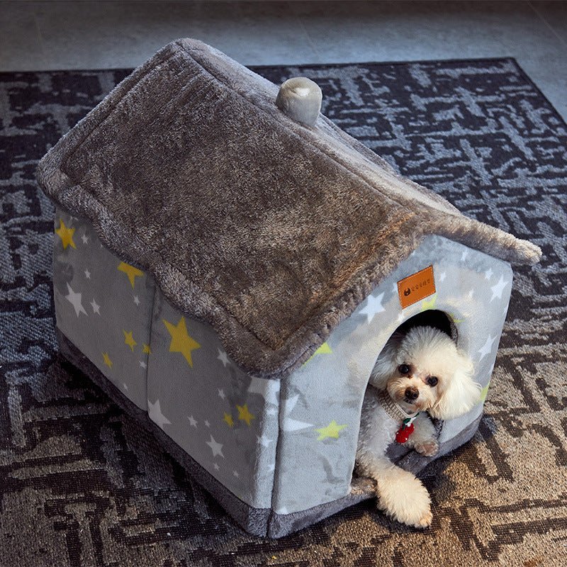 Maison pliable pour chien et chat, nid douillet d’hiver, niche villa chaude - IVOIRART.COM