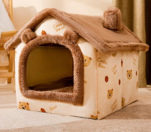 Maison pliable pour chien et chat, nid douillet d’hiver, niche villa chaude - IVOIRART.COM