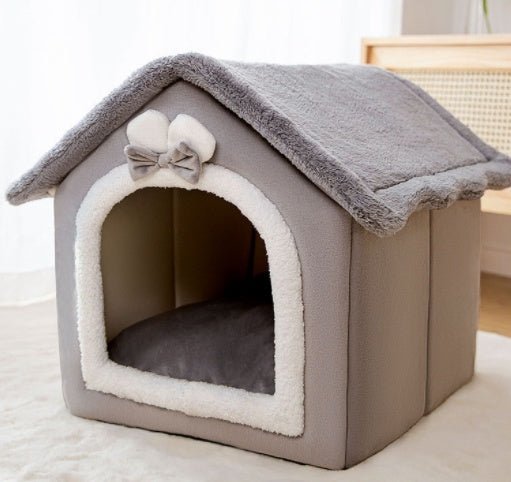Maison pliable pour chien et chat, nid douillet d’hiver, niche villa chaude - IVOIRART.COM