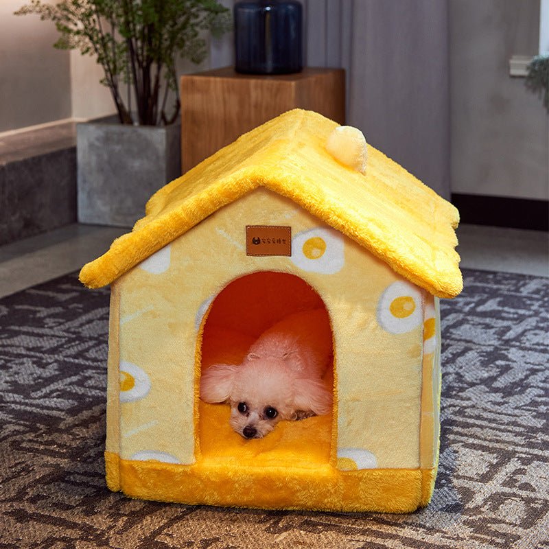 Maison pliable pour chien et chat, nid douillet d’hiver, niche villa chaude - IVOIRART.COM