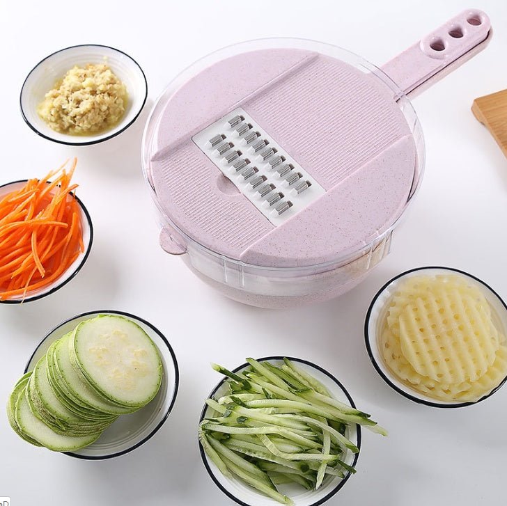 Mandoline 8 en 1 avec économe et panier égouttoir - trancheuse légumes - IVOIRART.COM