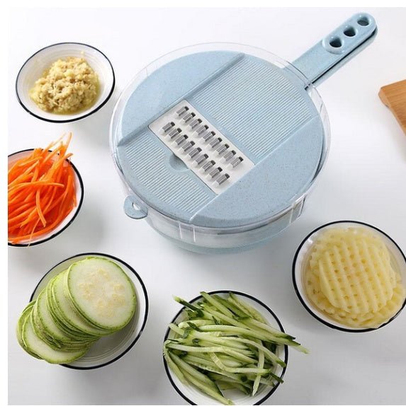 Mandoline 8 en 1 avec économe et panier égouttoir - trancheuse légumes - IVOIRART.COM