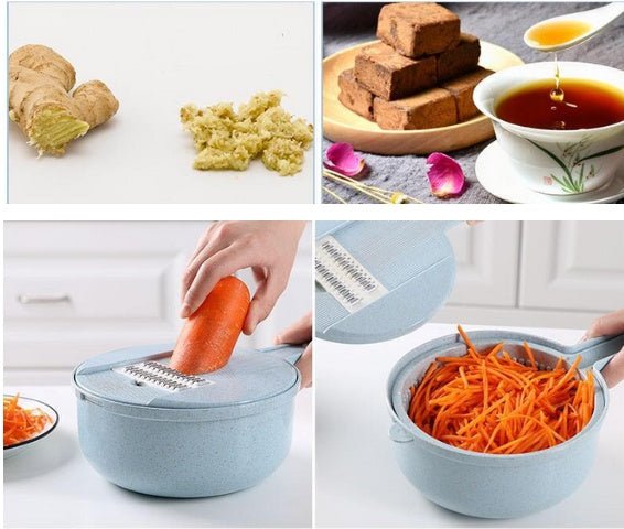 Mandoline 8 en 1 avec économe et panier égouttoir - trancheuse légumes - IVOIRART.COM