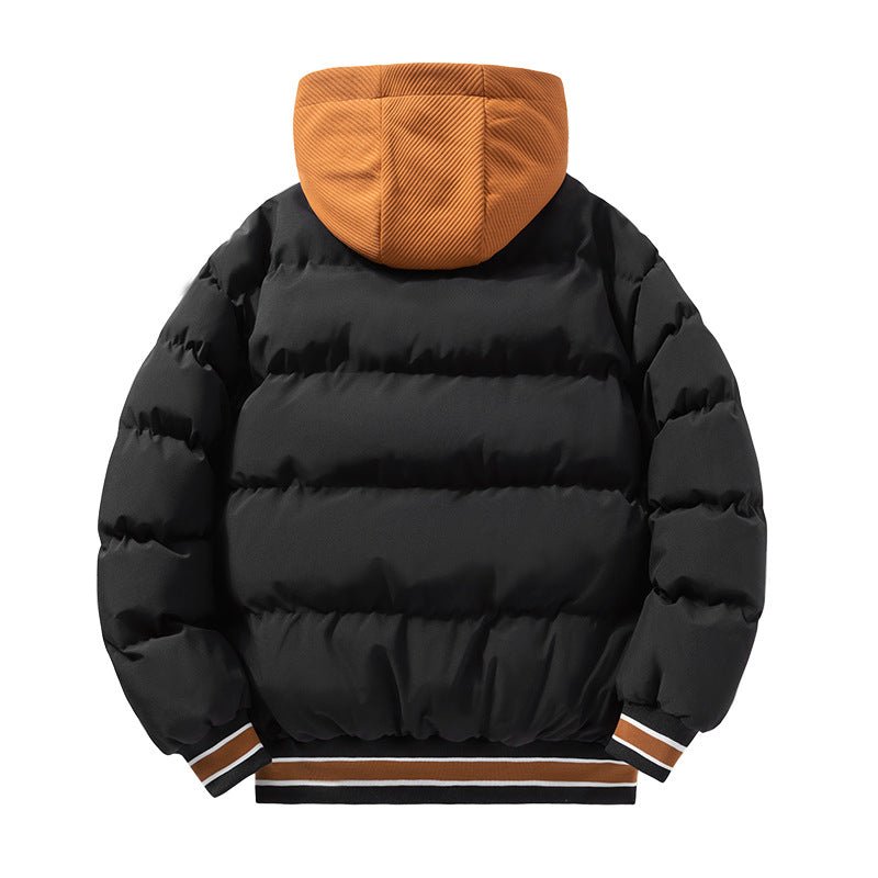 Manteau à capuche en coton avec lettres mode, veste chaude hiver zippée homme - IVOIRART.COM