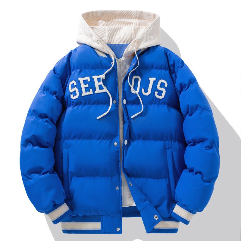 Manteau à capuche en coton avec lettres mode, veste chaude hiver zippée homme - IVOIRART.COM