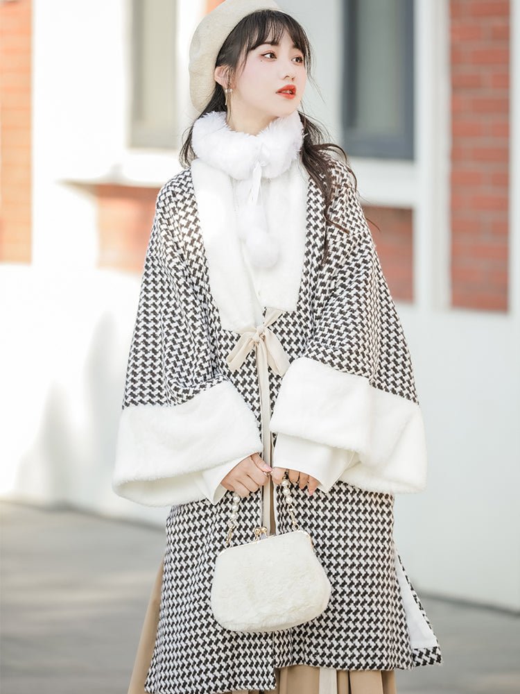Manteau ancien pour femme Hanfu avec manteau blanc en velours, blouse et jupe plissée - IVOIRART.COM