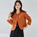 Manteau court élégant en tweed à franges, laine style classique pour femme S/M/L - IVOIRART.COM
