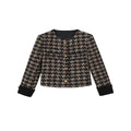 Manteau court en tweed à carreaux Classic Retro Velvet Stitching Kafuu 15381 S/M - IVOIRART.COM