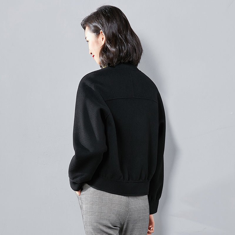 Manteau double face laine et cachemire pour femme — coupe droite, manches longues - IVOIRART.COM