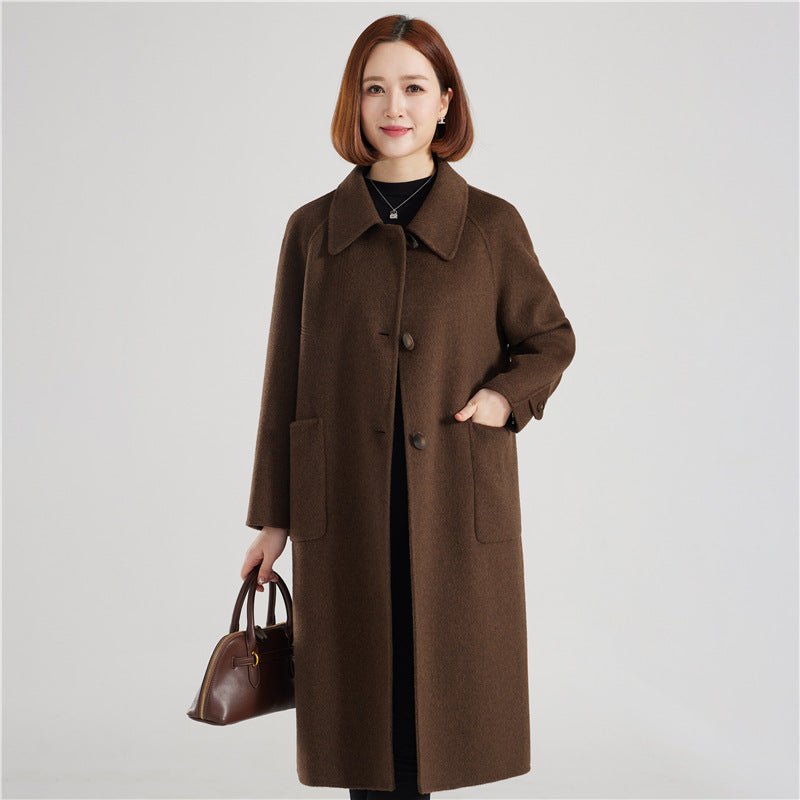 Manteau en laine double face, élégant pour femmes matures et mamans minimaliste. - IVOIRART.COM