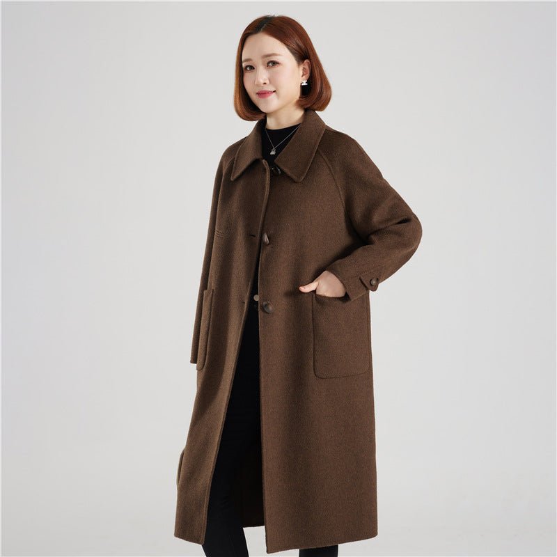 Manteau en laine double face, élégant pour femmes matures et mamans minimaliste. - IVOIRART.COM
