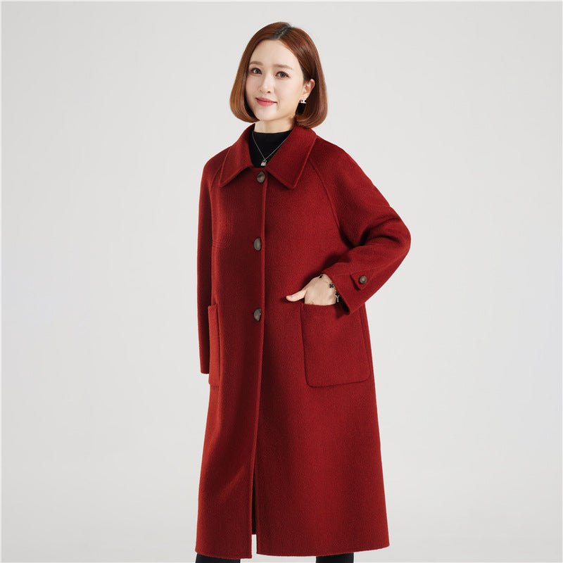 Manteau en laine double face, élégant pour femmes matures et mamans minimaliste. - IVOIRART.COM