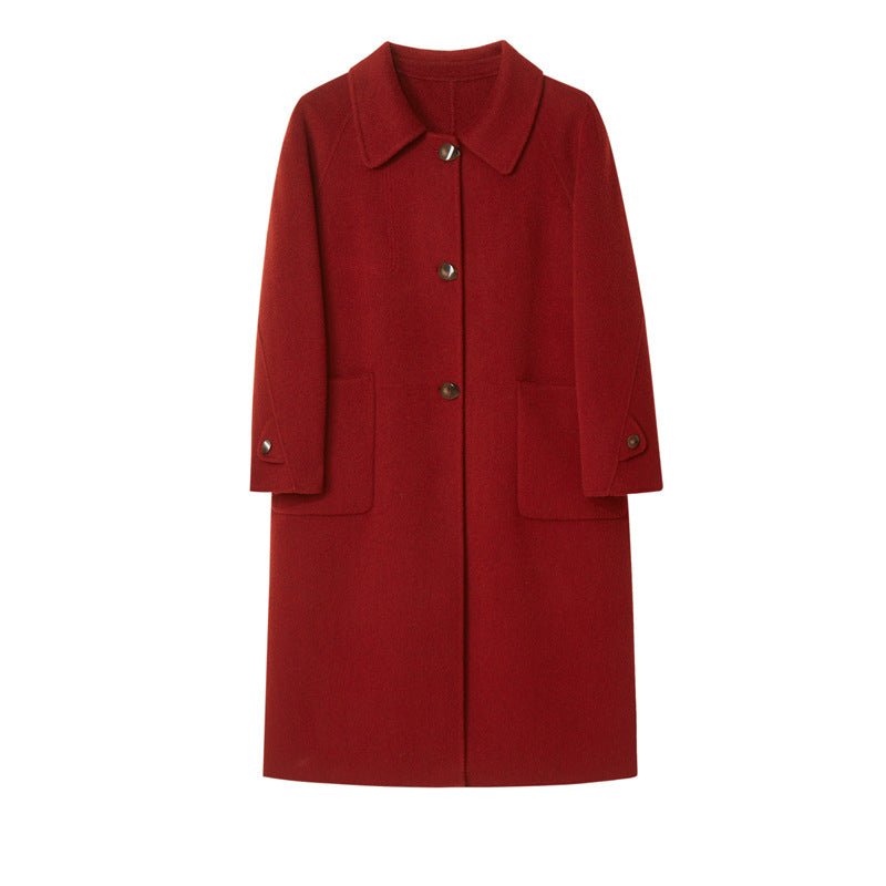 Manteau en laine double face, élégant pour femmes matures et mamans minimaliste. - IVOIRART.COM