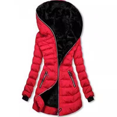 Manteau épais en coton pour femme avec grand col en fourrure, coupe urbaine PU - IVOIRART.COM
