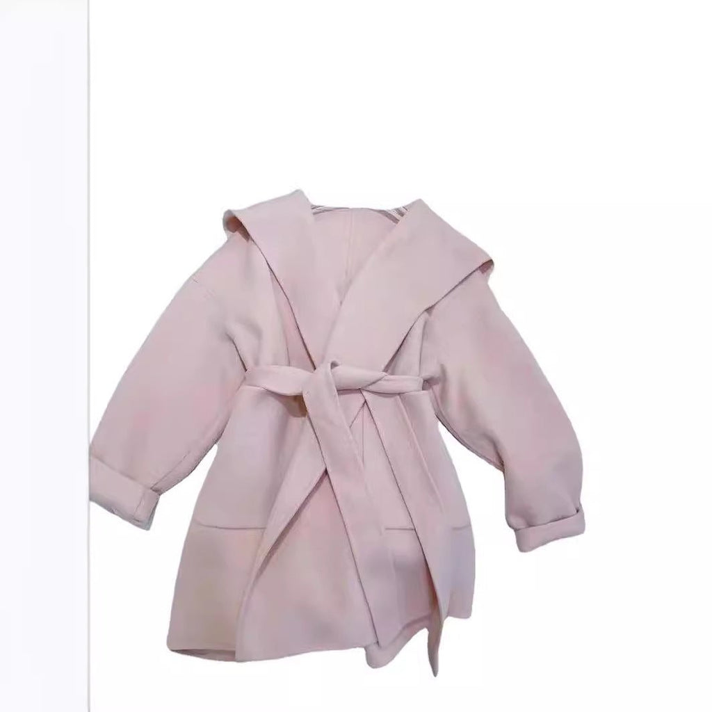 Manteau femme capuche coupe ample double-face cachemire mi-long élégant doux très - IVOIRART.COM