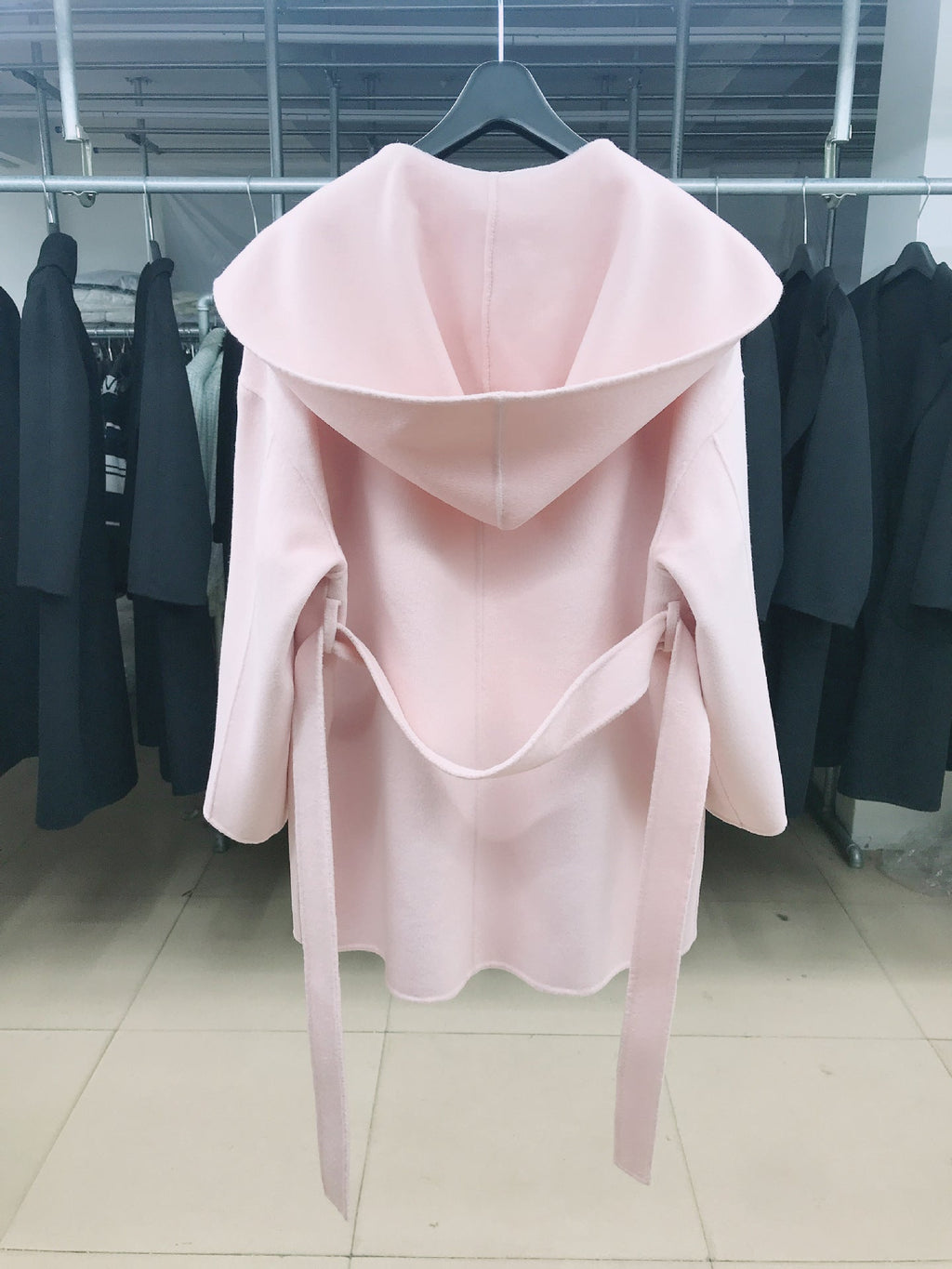 Manteau femme capuche coupe ample double-face cachemire mi-long élégant doux très - IVOIRART.COM