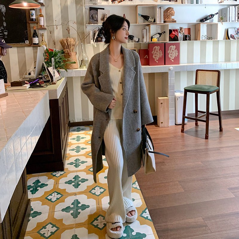 Manteau femme en alpaga doux — coupe loose couleurs camel blanc rose grisXS-S-M! - IVOIRART.COM