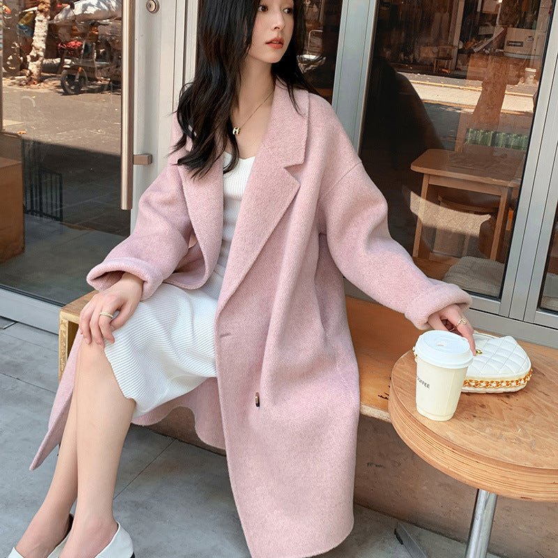 Manteau femme en alpaga doux — coupe loose couleurs camel blanc rose grisXS-S-M! - IVOIRART.COM
