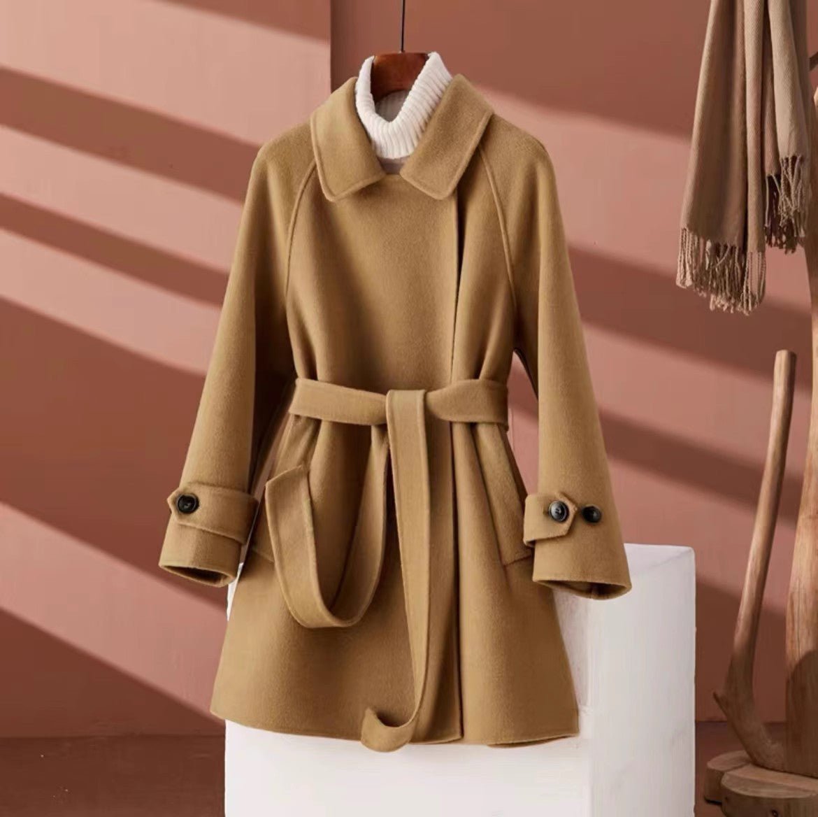 Manteau femme réversible en cachemire, coupe ample au style urbain et élégant - IVOIRART.COM