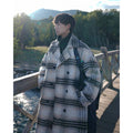 Manteau homme mi-long à carreaux tweed, style simple et tendance, noir/blanc uni - IVOIRART.COM