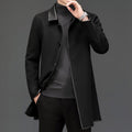 Manteau homme mi-long en laine et cachemire à col cranté – Style business chic . - IVOIRART.COM