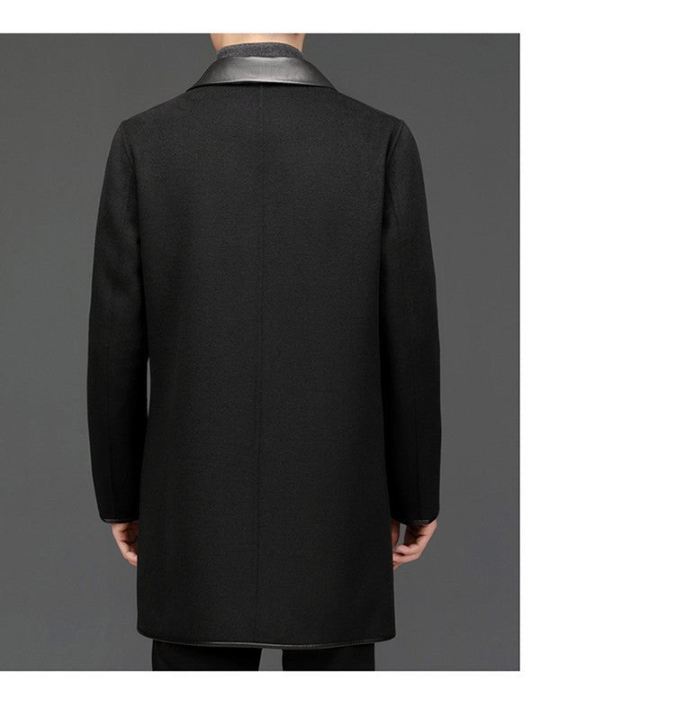 Manteau homme mi-long en laine et cachemire à col cranté – Style business chic . - IVOIRART.COM