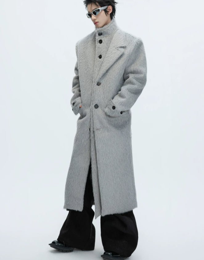 Manteau long deux-pièces en fausse laine courte, mélange alpaga - Coupe trench . - IVOIRART.COM
