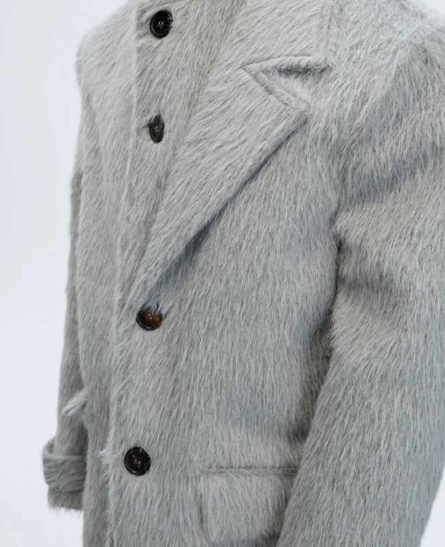 Manteau long deux-pièces en fausse laine courte, mélange alpaga - Coupe trench . - IVOIRART.COM