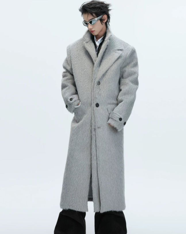 Manteau long deux-pièces en fausse laine courte, mélange alpaga - Coupe trench . - IVOIRART.COM