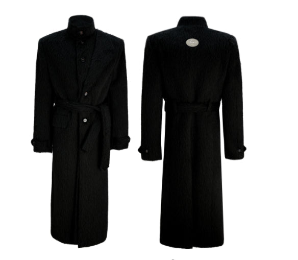 Manteau long deux-pièces en fausse laine courte, mélange alpaga - Coupe trench . - IVOIRART.COM