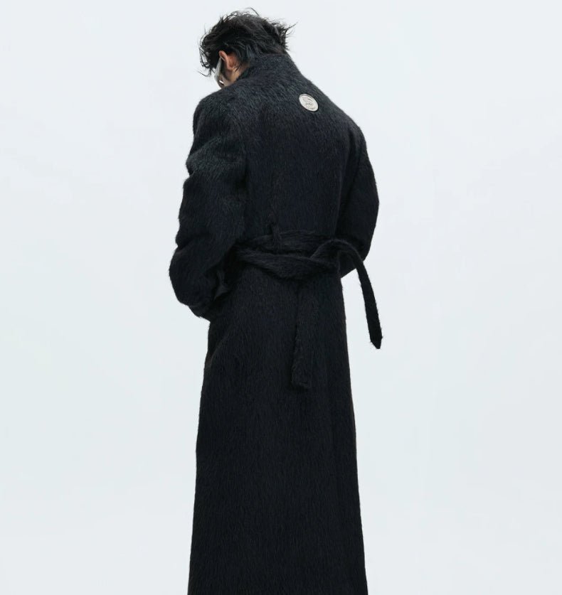 Manteau long deux-pièces en fausse laine courte, mélange alpaga - Coupe trench . - IVOIRART.COM