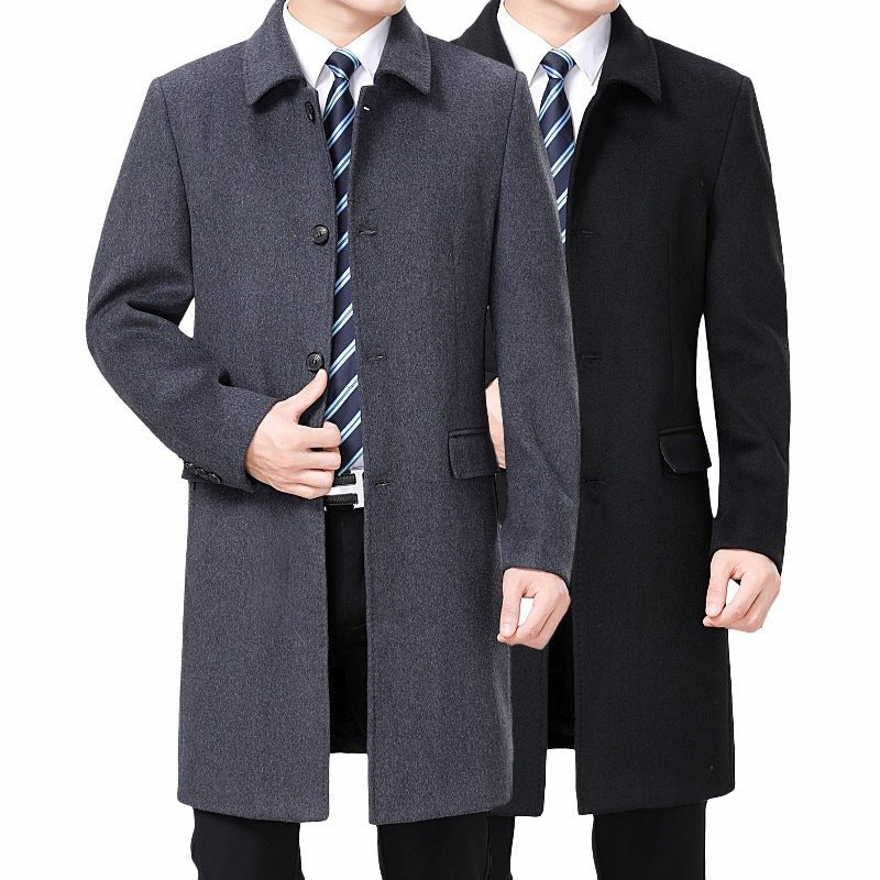 Manteau long en laine pour homme - coupe slim, épais, doublure polyester élégant - IVOIRART.COM