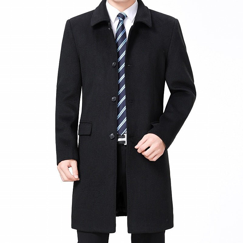 Manteau long en laine pour homme - coupe slim, épais, doublure polyester élégant - IVOIRART.COM