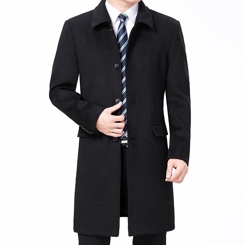Manteau long en laine pour homme - coupe slim, épais, doublure polyester élégant - IVOIRART.COM