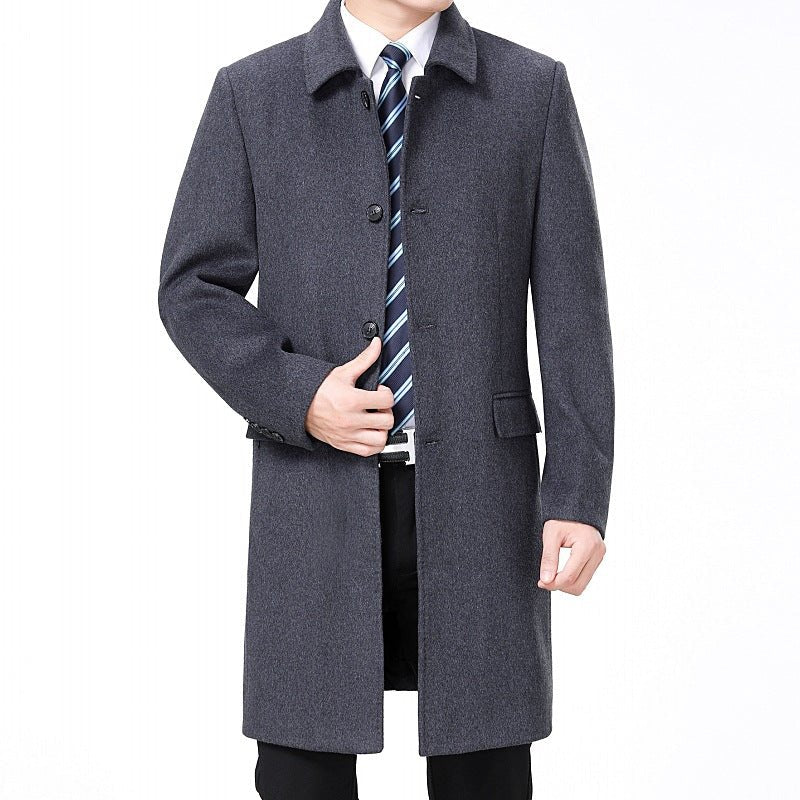 Manteau long en laine pour homme - coupe slim, épais, doublure polyester élégant - IVOIRART.COM