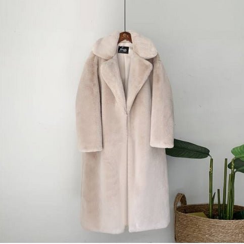 Manteau long femme fausse fourrure coton cachemire pour grandes tailles élégant. - IVOIRART.COM