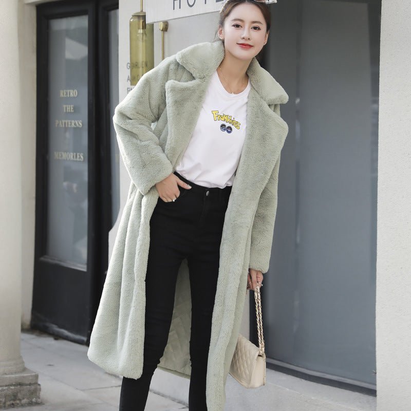 Manteau long femme fausse fourrure coton cachemire pour grandes tailles élégant. - IVOIRART.COM