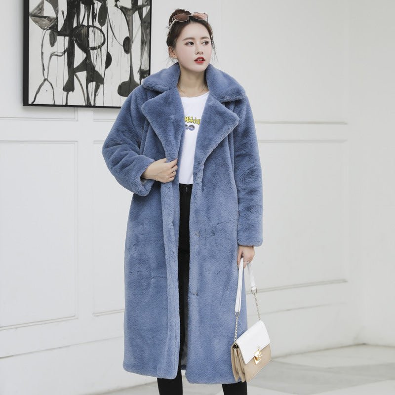 Manteau long femme fausse fourrure coton cachemire pour grandes tailles élégant. - IVOIRART.COM