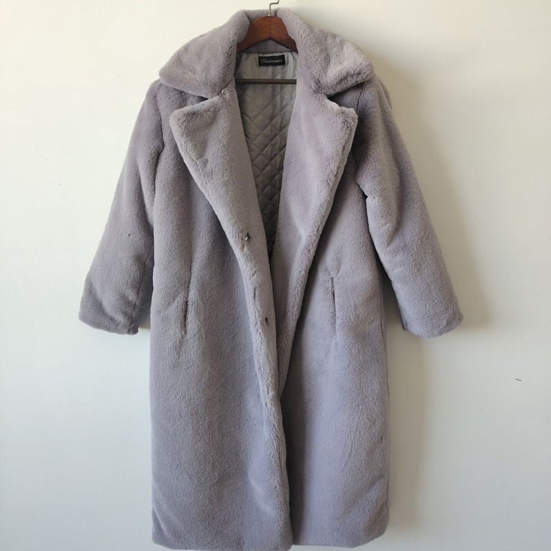 Manteau long femme fausse fourrure coton cachemire pour grandes tailles élégant. - IVOIRART.COM