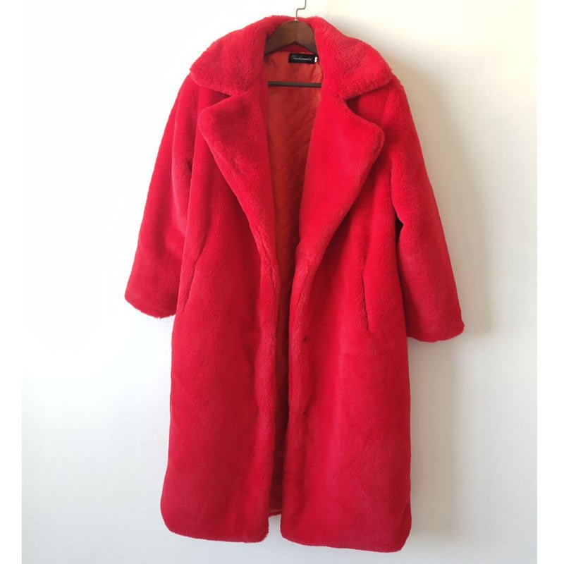 Manteau long femme fausse fourrure coton cachemire pour grandes tailles élégant. - IVOIRART.COM