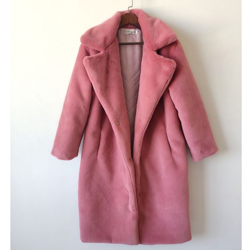Manteau long femme fausse fourrure coton cachemire pour grandes tailles élégant. - IVOIRART.COM